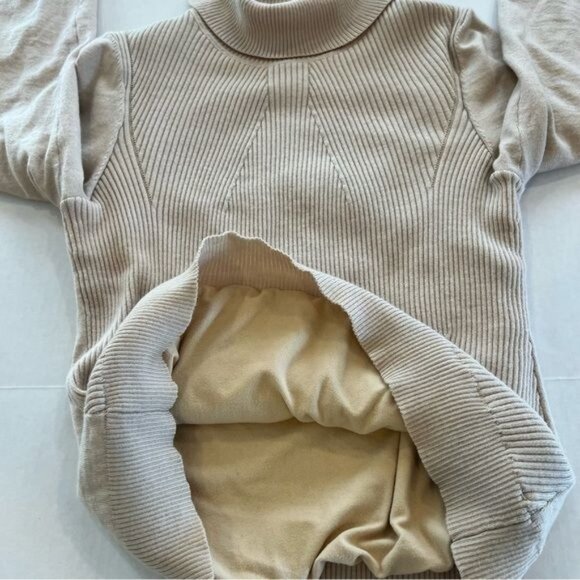 Koradior Women’s Sweater Size Small EU 38 Lined with Soft Fabric Turtleneck Tan - Picture 9 of 14